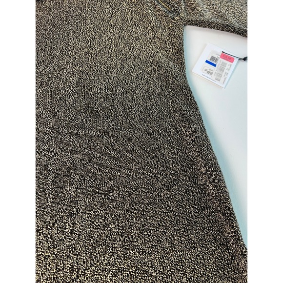 Calvin Klein Sweater Dress Sheath Metallic Gold & Black Zipper Detail XL - Picture 5 of 16